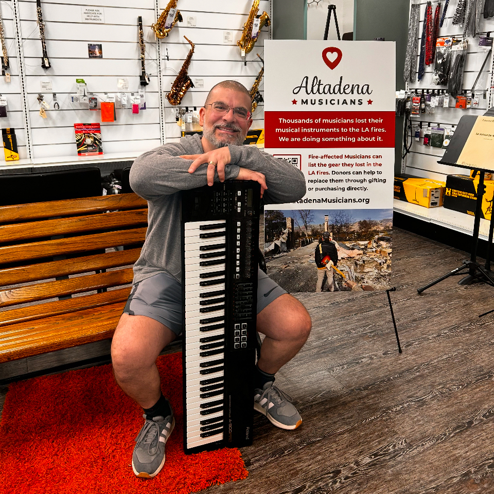 chris stompolos at bertrands music store in Pasadena