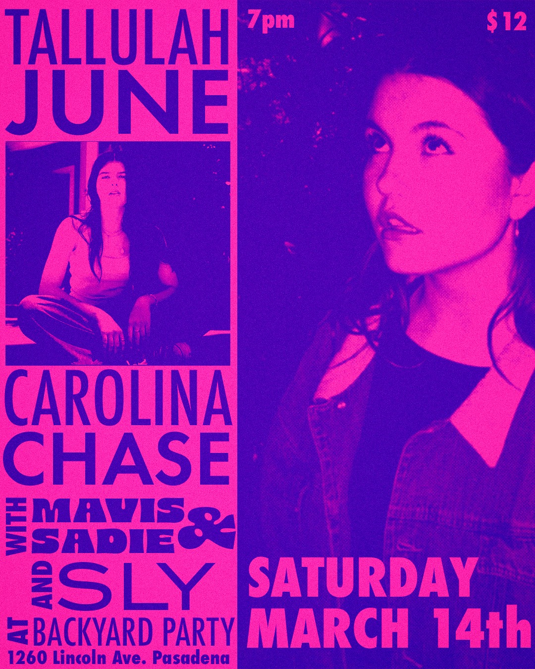 BYP Presents: Tallulah June, Carolina Chase, Mavis & Sadie, SLY